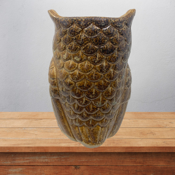 Vintage 1970's A Price Import Owl Pottery Candle Holder Japan Speckle Glazed - Picture 3 of 5
